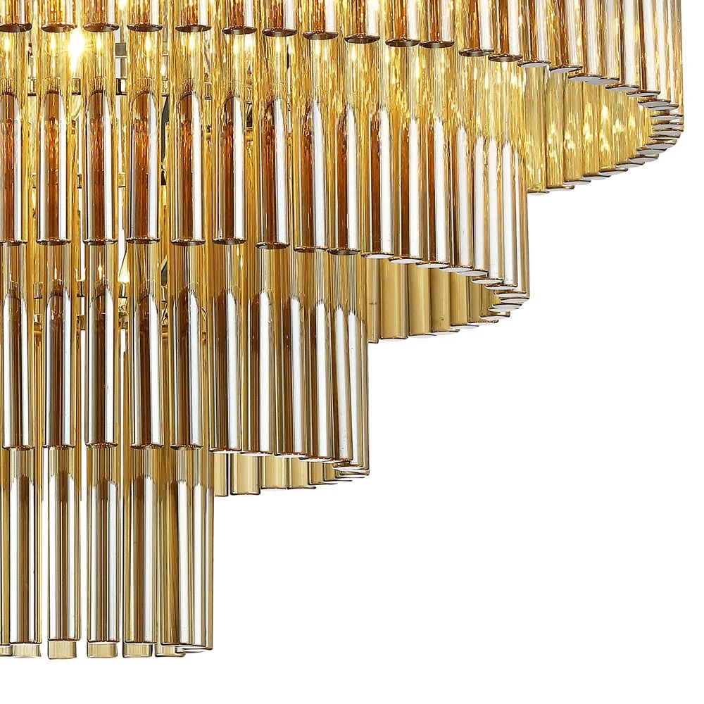 Pendente Bella Vivi French Gold e Conhaque 9L E14 Ø600x420mm AQ031G