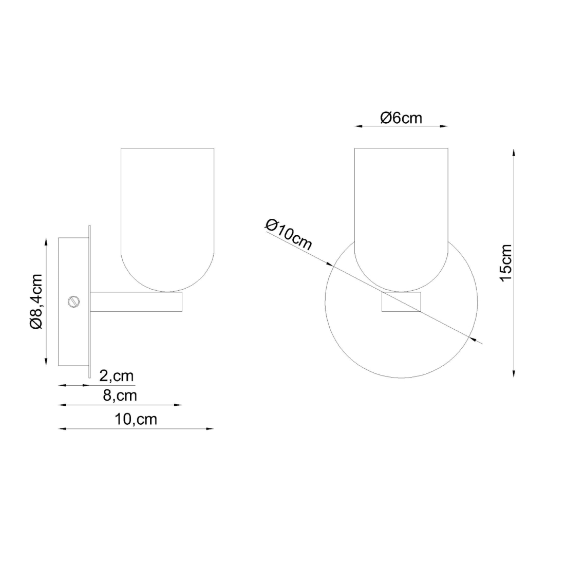 Arandela Golden Art Milka 1L GU10 Ø60x150mm P2310G-1PI