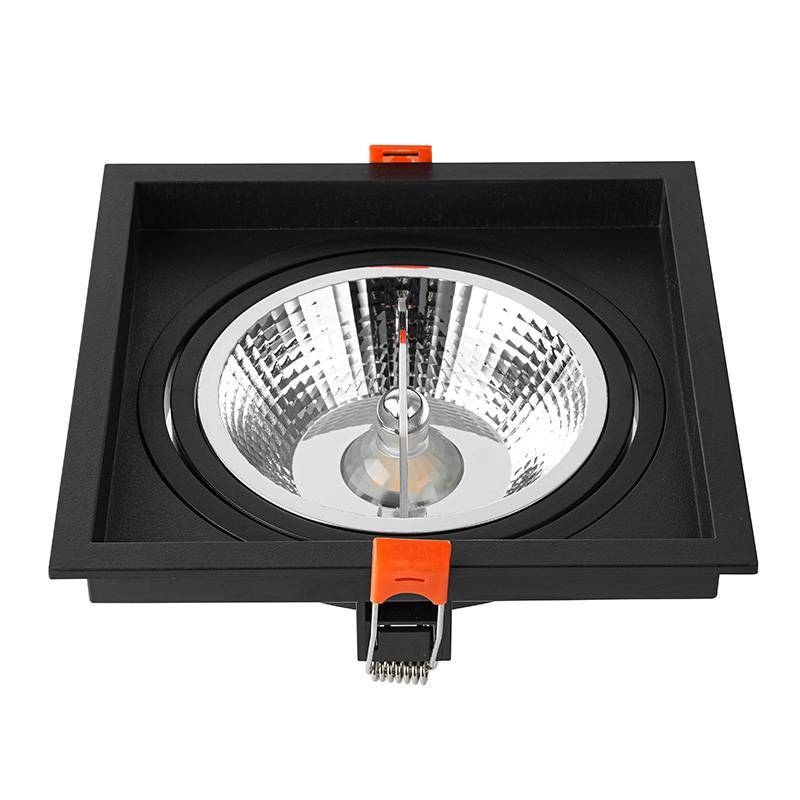 Spot Embutir Nordecor Loyo 1L AR111 Preto 160x160x15mm 6841