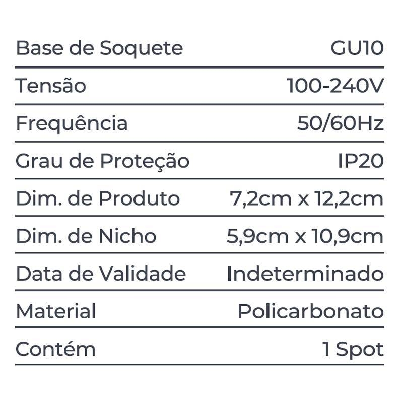 Spot Embutir Nordecor Loyo 2L Mini Dicroica MR11 Branco 122x72x15mm 6912