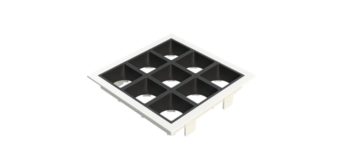 Embutido Fixo Moon Linea 9L Mini Dicróica Branco com Fundo Preto 130x130mm 1061530
