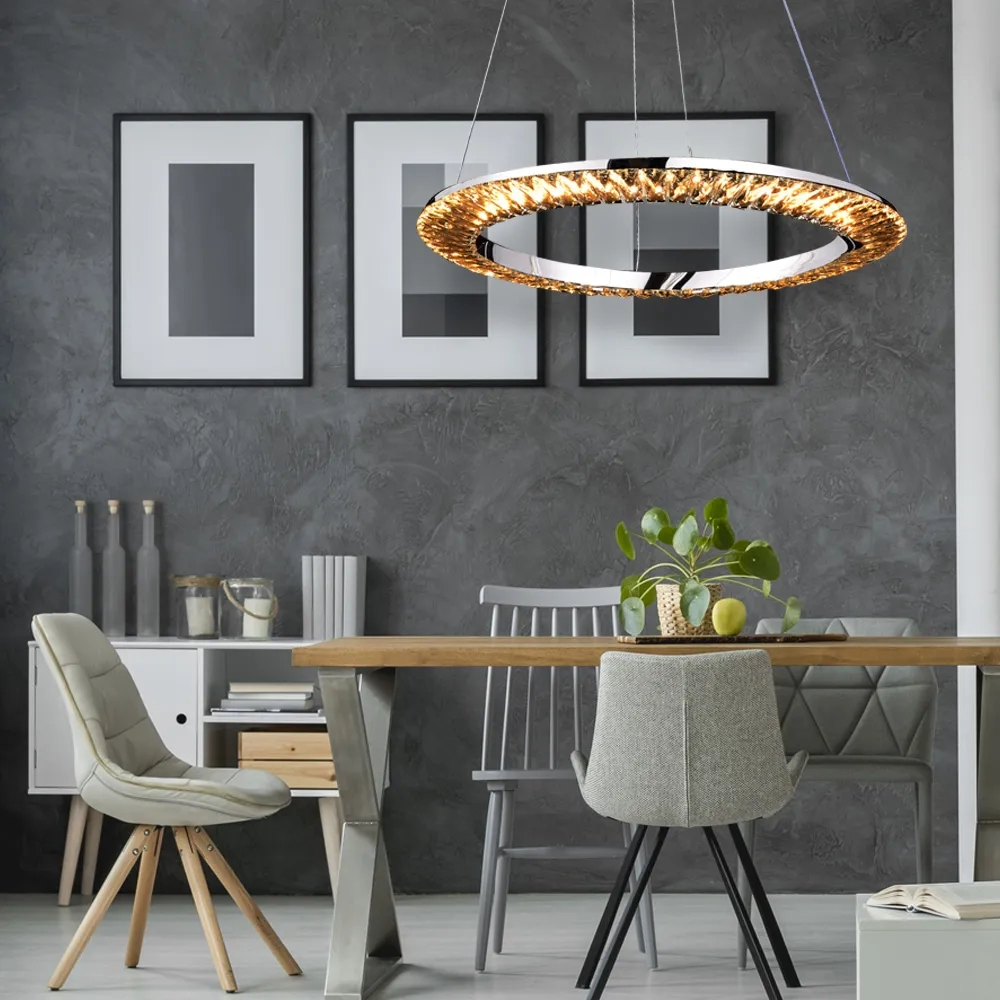 Pendente Bella Orbit Cristal e Metal Cromado e Transparente 30 watts 3000K Ø620x35mm ID009C