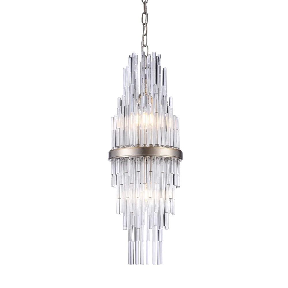 Pendente Bella Sansa Metal Dourado e Cristal Transparente 2L E14 Ø210x550mm MR007 
