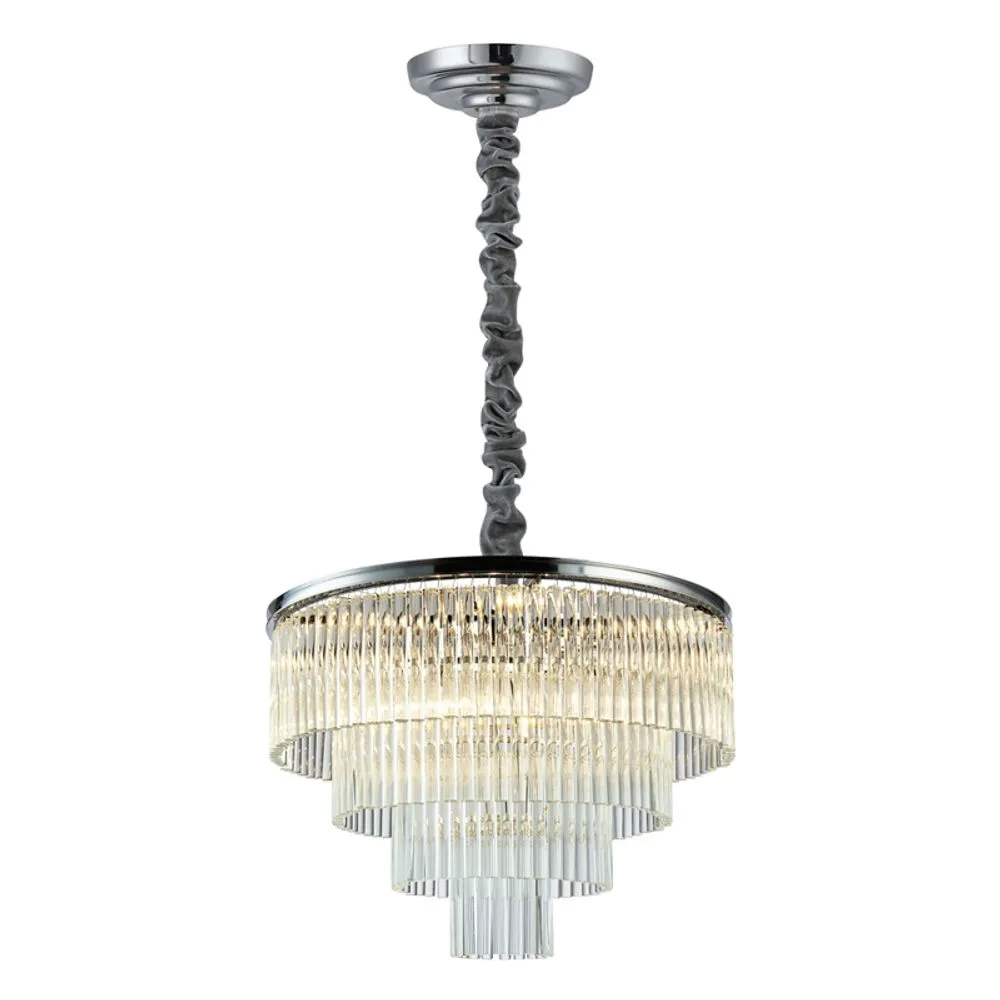 Pendente Bella Vivi Cromado e Transparente 9L E14 Ø600x420mm AQ031C