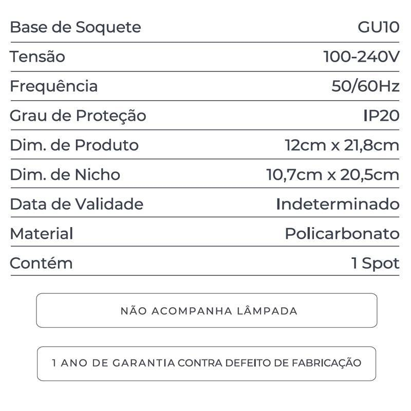 Spot Embutir Nordecor Loyo Duplo 2L AR70 Preto 218x120x15mm 6837