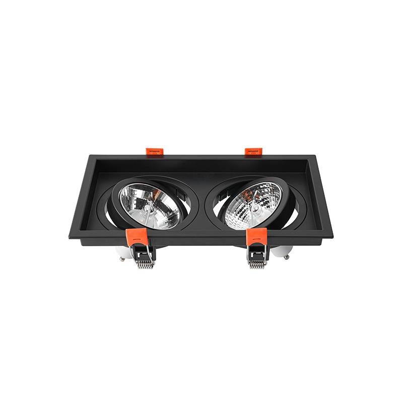 Spot Embutir Nordecor Loyo Duplo 2L AR70 Preto 218x120x15mm 6837