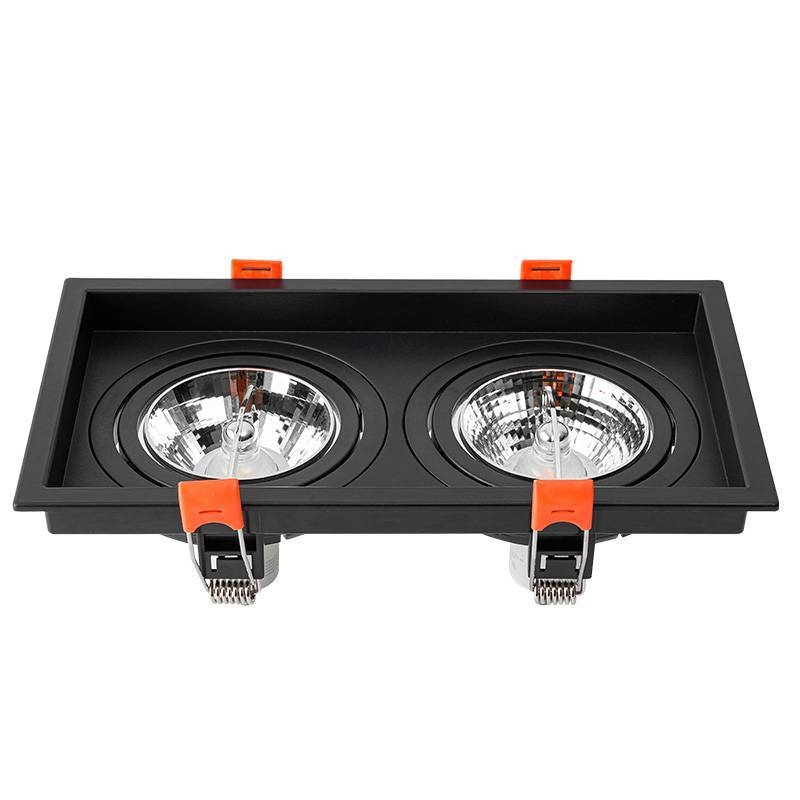 Spot Embutir Nordecor Loyo Duplo 2L AR70 Preto 218x120x15mm 6837
