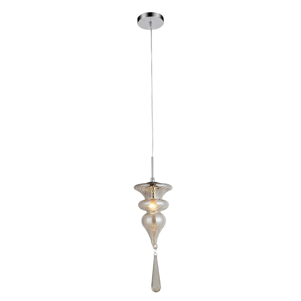 Pendente Bella Organika Metal Cromado e Vidro Champagne 1L E14 Ø150x420mm KB002A