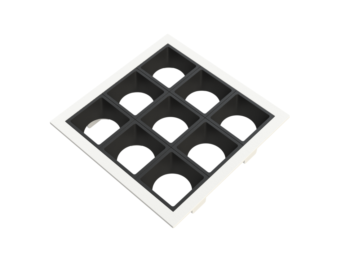 Embutido Fixo Moon Linea 9L Mini Dicróica Branco com Fundo Preto 130x130mm 1061530