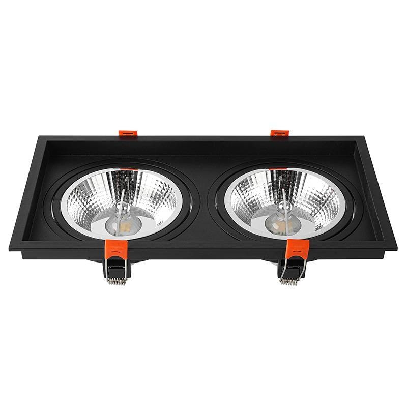 Spot Embutir Nordecor Loyo 2L AR111 Preto 295x160x15mm 6930