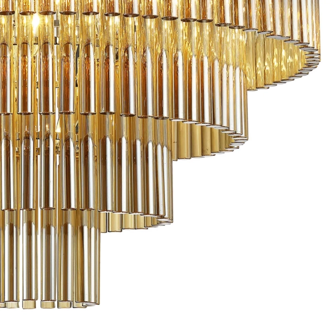 Pendente Bella Vivi French Gold e Conhaque 9L E14 Ø600x420mm AQ031G