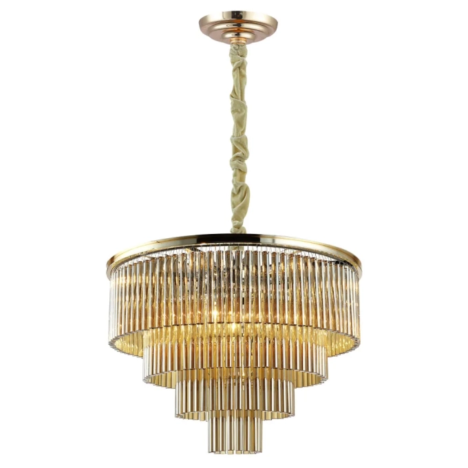 Pendente Bella Vivi French Gold e Conhaque 9L E14 Ø600x420mm AQ031G