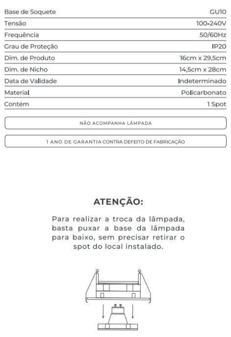 Spot Embutir Nordecor Loyo 2L AR111 Branco 295x160x15mm 6930