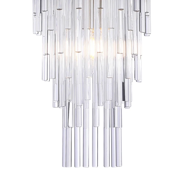 Pendente Bella Sansa Metal Dourado e Cristal Transparente 2L E14 Ø210x550mm MR007 
