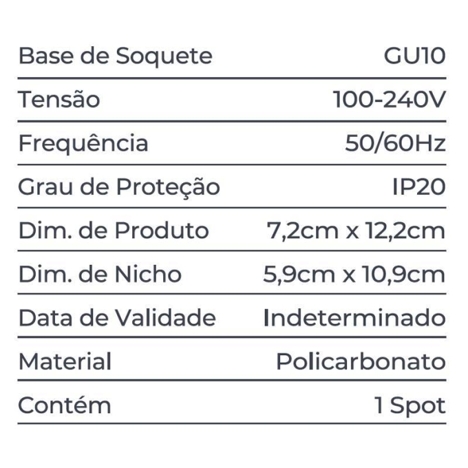 Spot Embutir Nordecor Loyo 2L Mini Dicroica MR11 Branco 122x72x15mm 6912