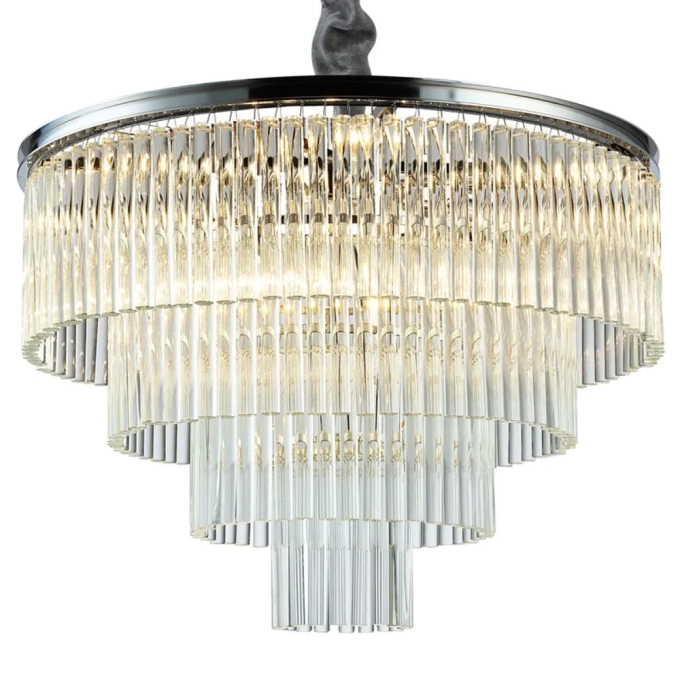 Pendente Bella Vivi Cromado e Transparente 9L E14 Ø600x420mm AQ031C