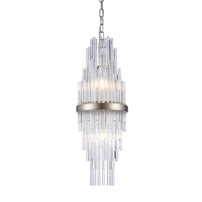 Pendente Bella Sansa Metal Dourado e Cristal Transparente 2L E14 Ø210x550mm MR007 
