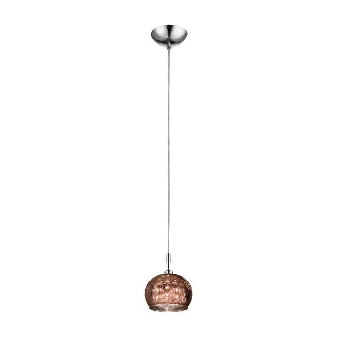 Pendente Bella Soho Vidro Cobre e Cristais 1L G9 Ø130x160mm HO7613CO