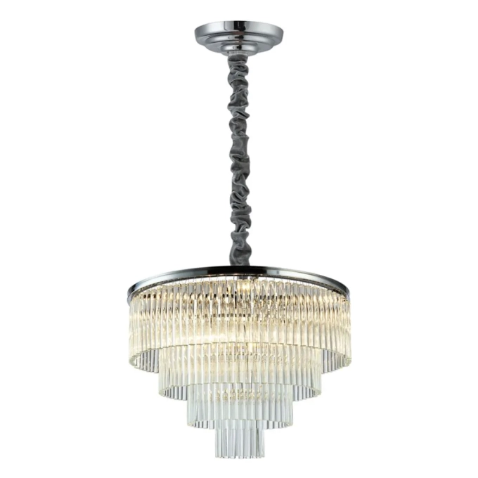 Pendente Bella Vivi Cromado e Transparente 9L E14 Ø600x420mm AQ031C