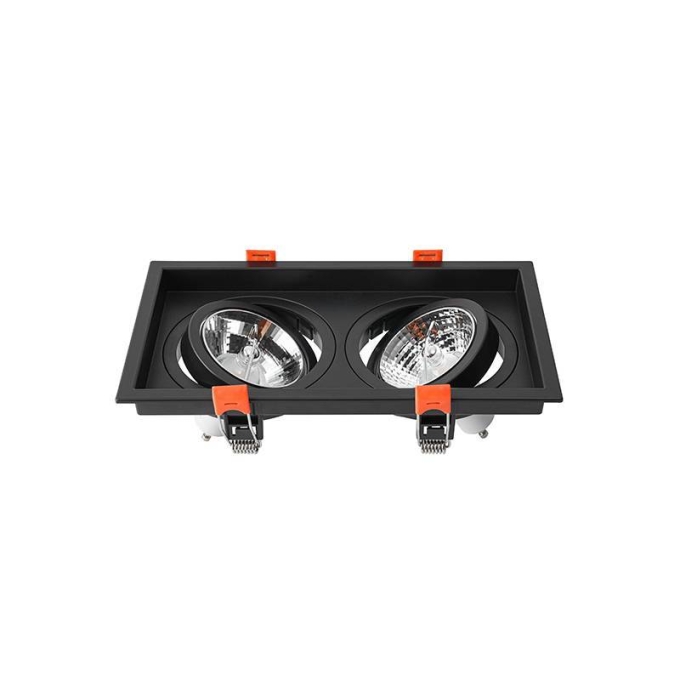 Spot Embutir Nordecor Loyo Duplo 2L AR70 Preto 218x120x15mm 6837