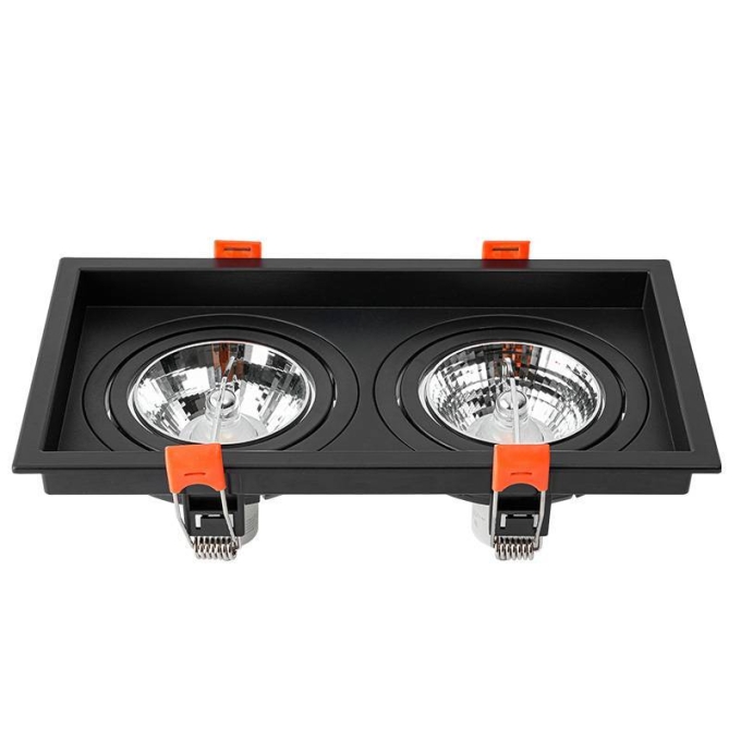 Spot Embutir Nordecor Loyo Duplo 2L AR70 Preto 218x120x15mm 6837