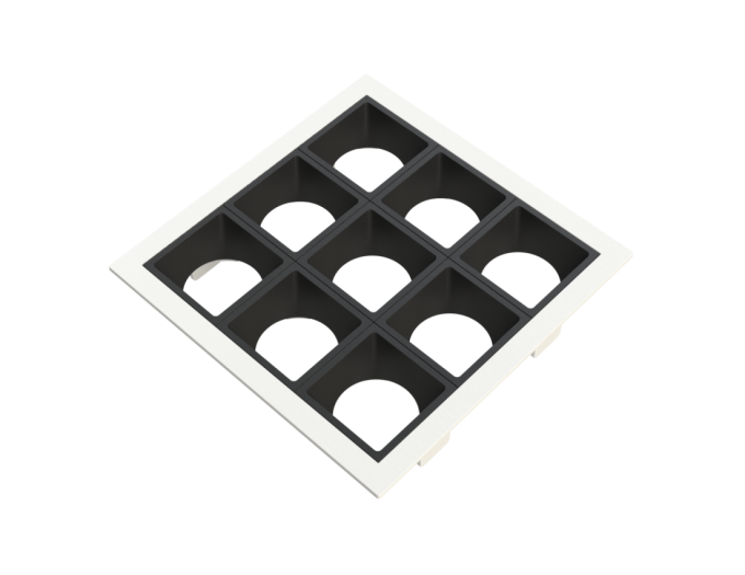 Embutido Fixo Moon Linea 9L Mini Dicróica Branco com Fundo Preto 130x130mm 1061530