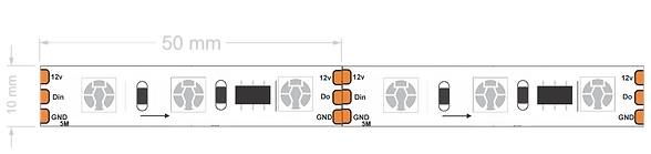 Fita Led Analógico Alpertone RGB 14,4w/mt 12V 60 leds/mt IP20 10mm (Rolo 5 metros) 075