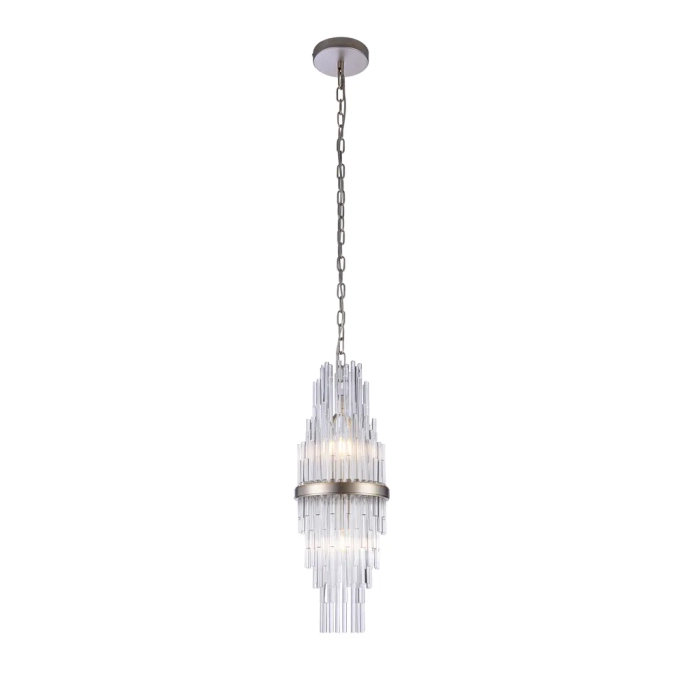 Pendente Bella Sansa Metal Dourado e Cristal Transparente 2L E14 Ø210x550mm MR007 
