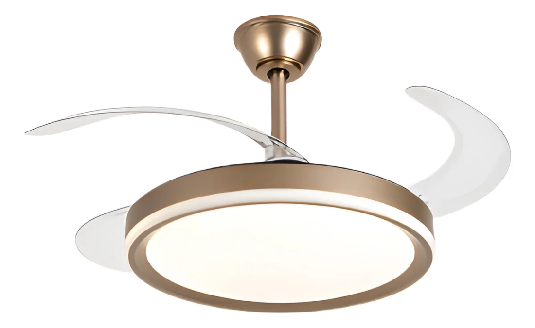Ventilador Retrátil Dourado Opus Air Midas 60W 3000K/4000K/6500K Ø460mm IP20 120° Bivolt OPS 88309 