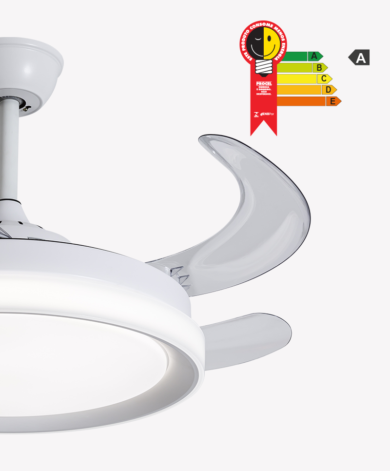 Ventilador Retrátil Branco Opus Air Plus 60W 3000K/4000K/6500K Ø460mm IP20 120° Bivolt OPS 88385