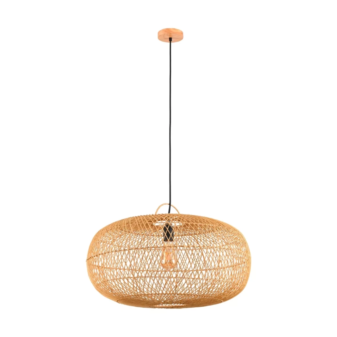 Pendente Skylight Ôtaki Rattan 1L E27 Ø600x300mm Cabo 3 metros SKY-4057M