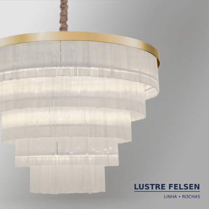 Pendente Dna Lustres Felsen 5 Aros Cristal de Rocha 27L E14 Ø1200x800mm  ROCHA-120-PENDENTE