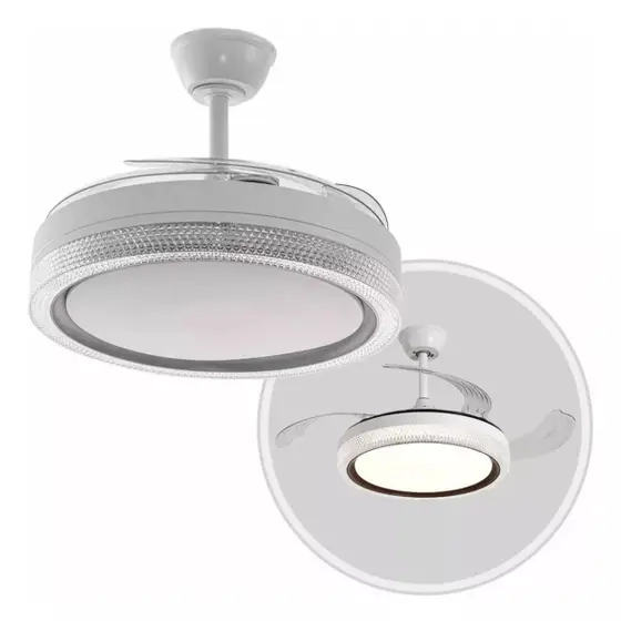 Ventilador Retrátil Branco Opus Air Sagita 60W 3000K/4000K/6500K Ø460mm IP20 120° Bivolt OPS 88392