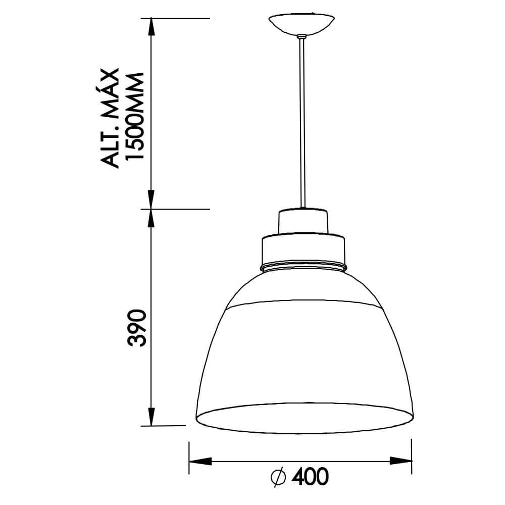 Pendente Newline New Industrial 1L E27 Ø400x390mm SNT366
