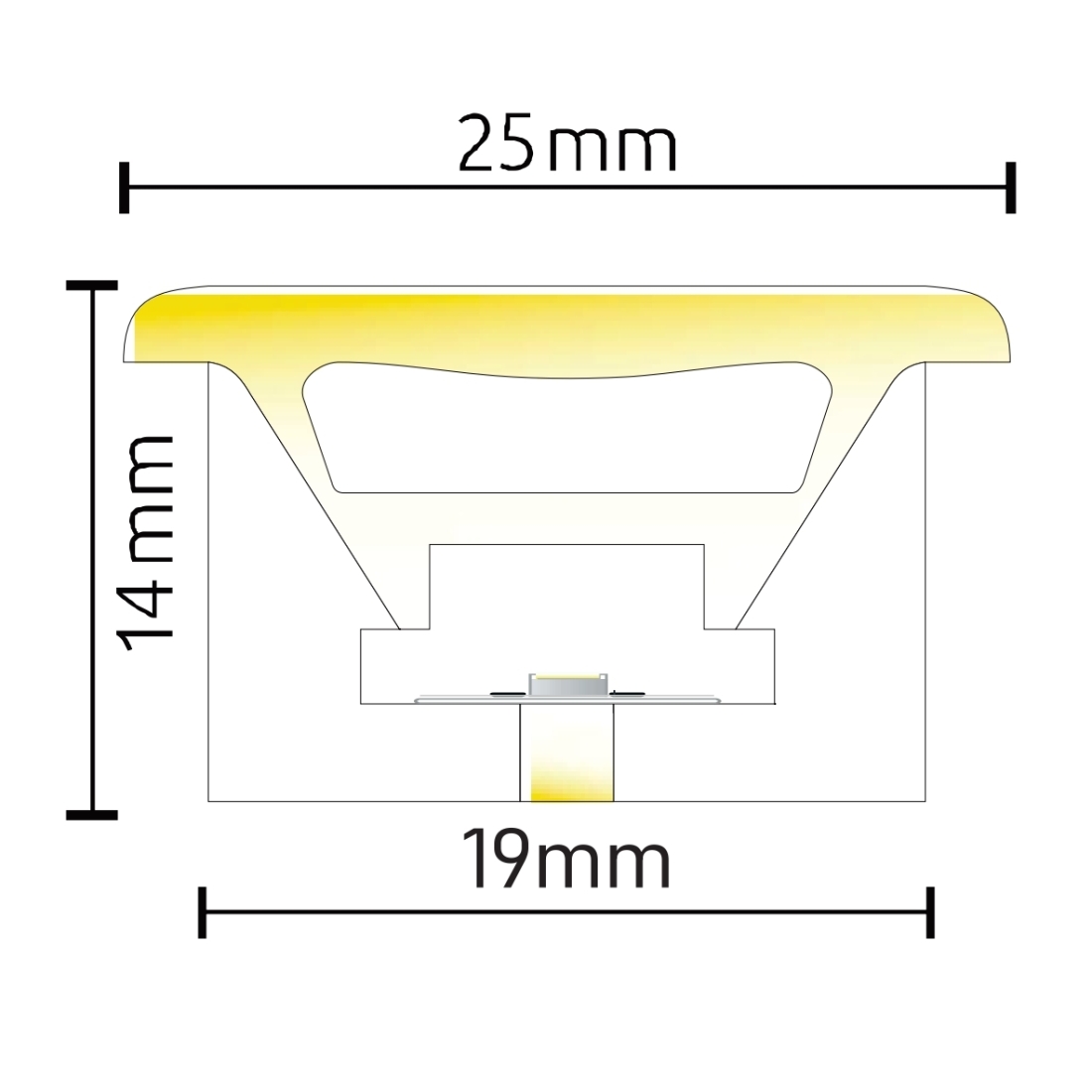 Perfil de Embutir Alpertone Flexível Aba Curva Vertical 16 watts 4000K 24V IP65 Branco 25x14mm (Venda por Metro) 0268-4