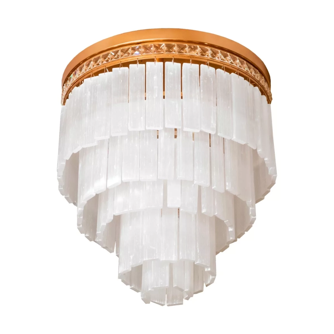 Plafon Skylight Harmony Dourado e Pedra Selenita 9L G9 Bivolt Ø450x500mm SKY-3100-SL