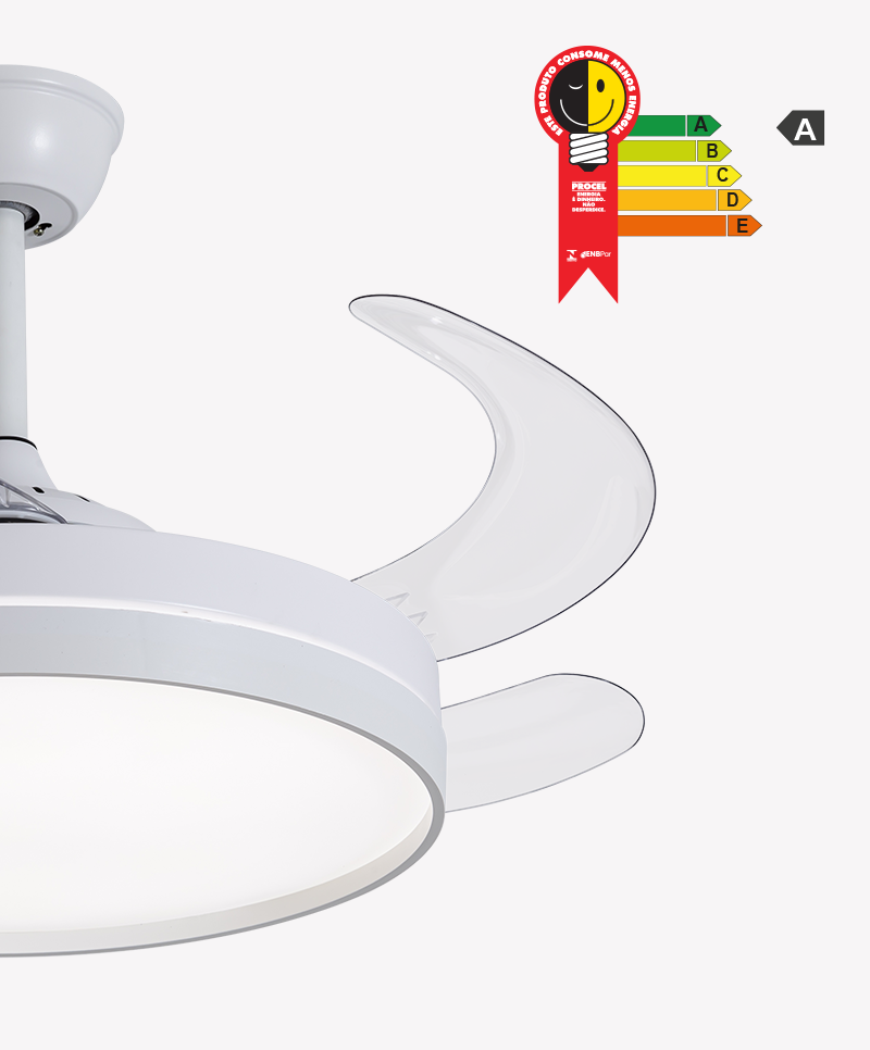 Ventilador Retrátil Branco Opus Air Basic 60W 3000K/4000K/6500K Ø460mm IP20 120° Bivolt OPS 88330