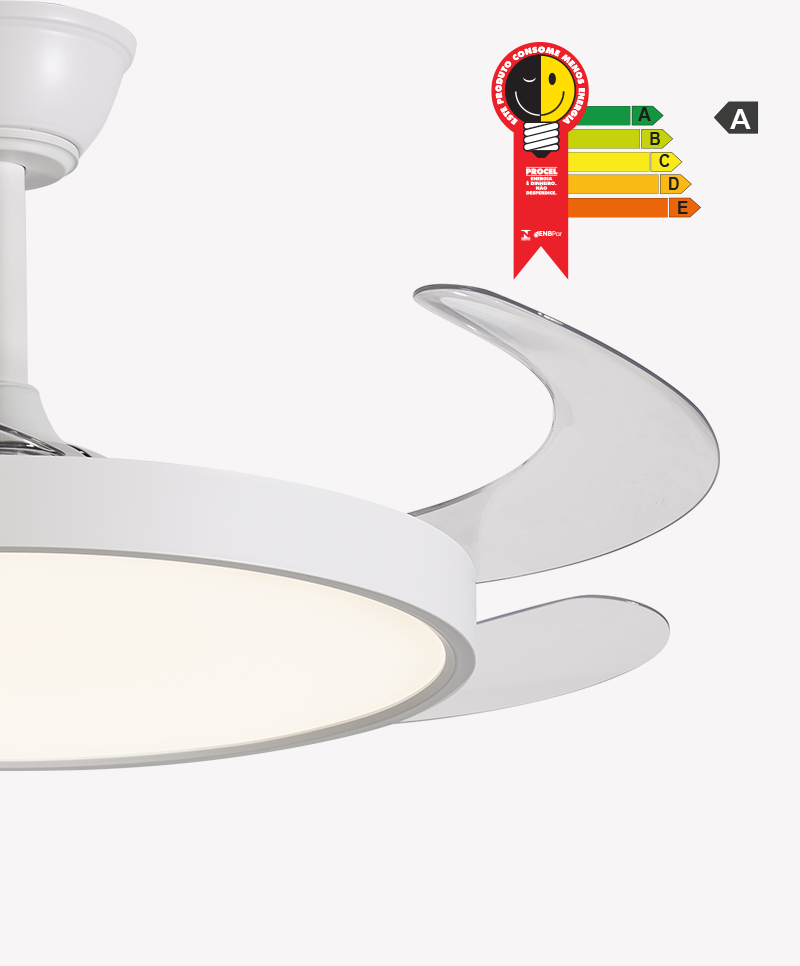 Ventilador Retrátil Branco Opus Air Base 60W 3000K/4000K/6500K Ø460mm IP20 120° Bivolt OPS 88286