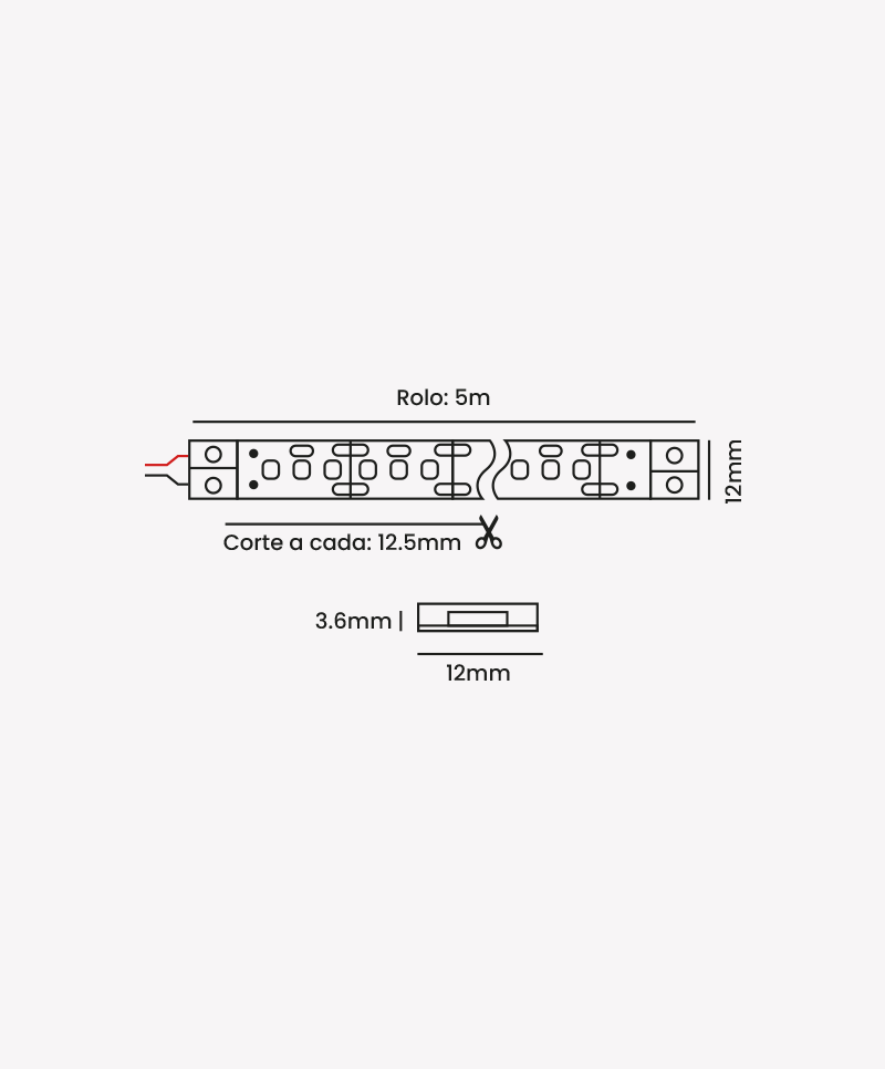 Fita de LED Opus 11 watts/m 24V 3000K 128 Leds IP20 IRC95 8mm (Rolo 5 metros) OPS 88279