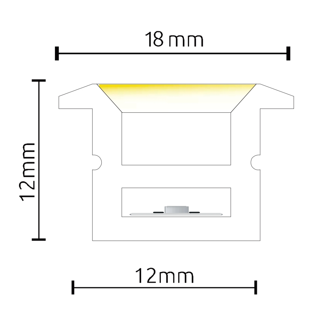 Perfil de Embutir Alpertone Flexível com Aba Curva Vertical Branco 18x12mm (Venda por Metro) 0266
