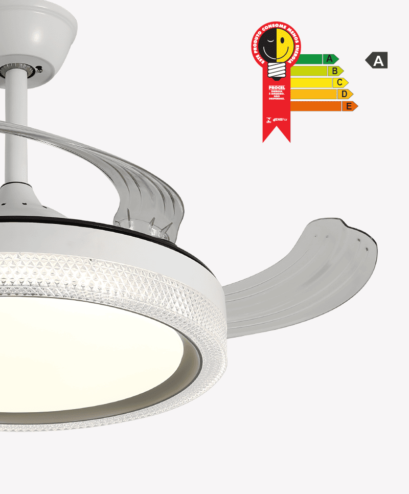 Ventilador Retrátil Branco Opus Air Sagita 60W 3000K/4000K/6500K Ø460mm IP20 120° Bivolt OPS 88392