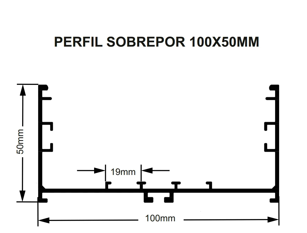 Perfil Sobrepor Sob Medida MK Iluminação 100x50mm (Somente Perfil) ALP21