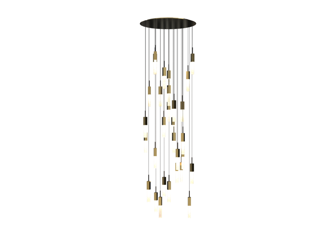 Pendente Dna Lustres Quartzo Cristal de Rocha 30L Mini Dicróica 900mm QTZO90-30PEND