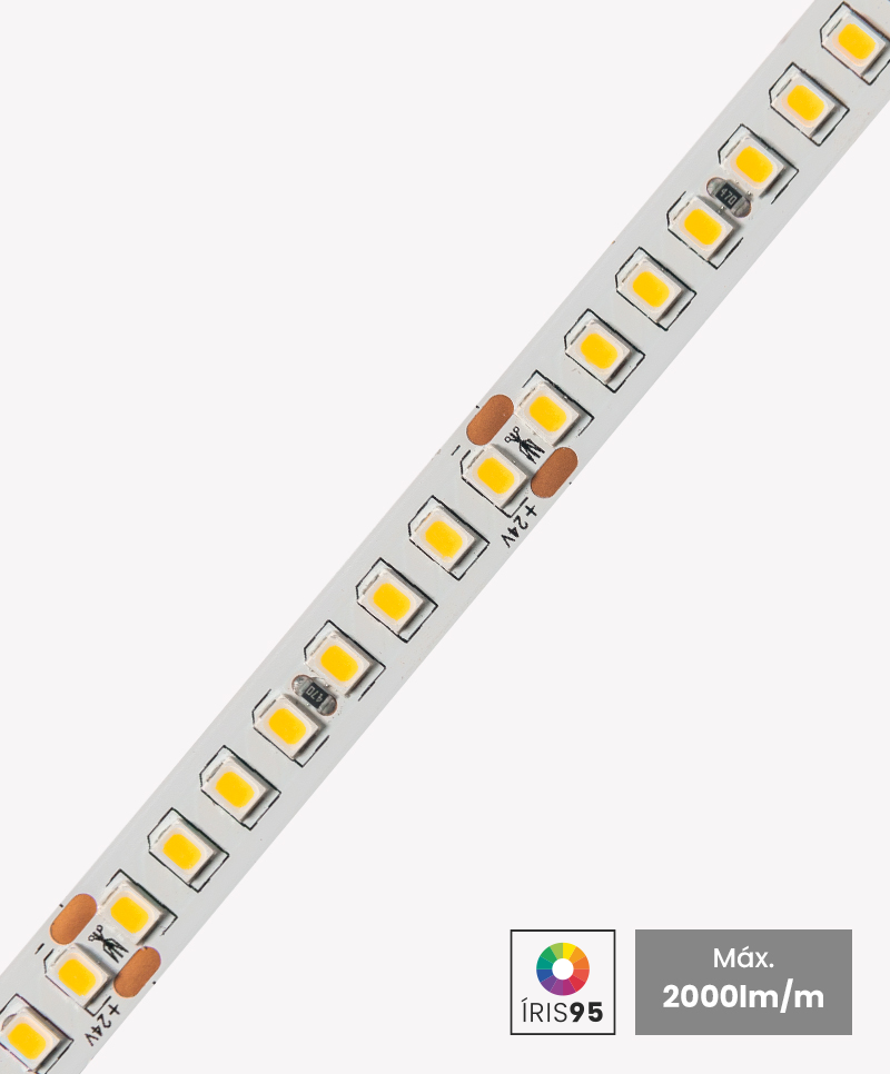 Fita de LED Opus 16 watts/m 24V 3000K 160 leds IP20 IRC95 8mm (Rolo 5 metros) OPS 88217
