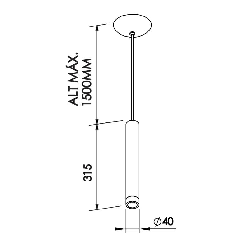 Pendente Newline Lisse II 1L Mini Dicróica GU10 Ø40x315mm 420