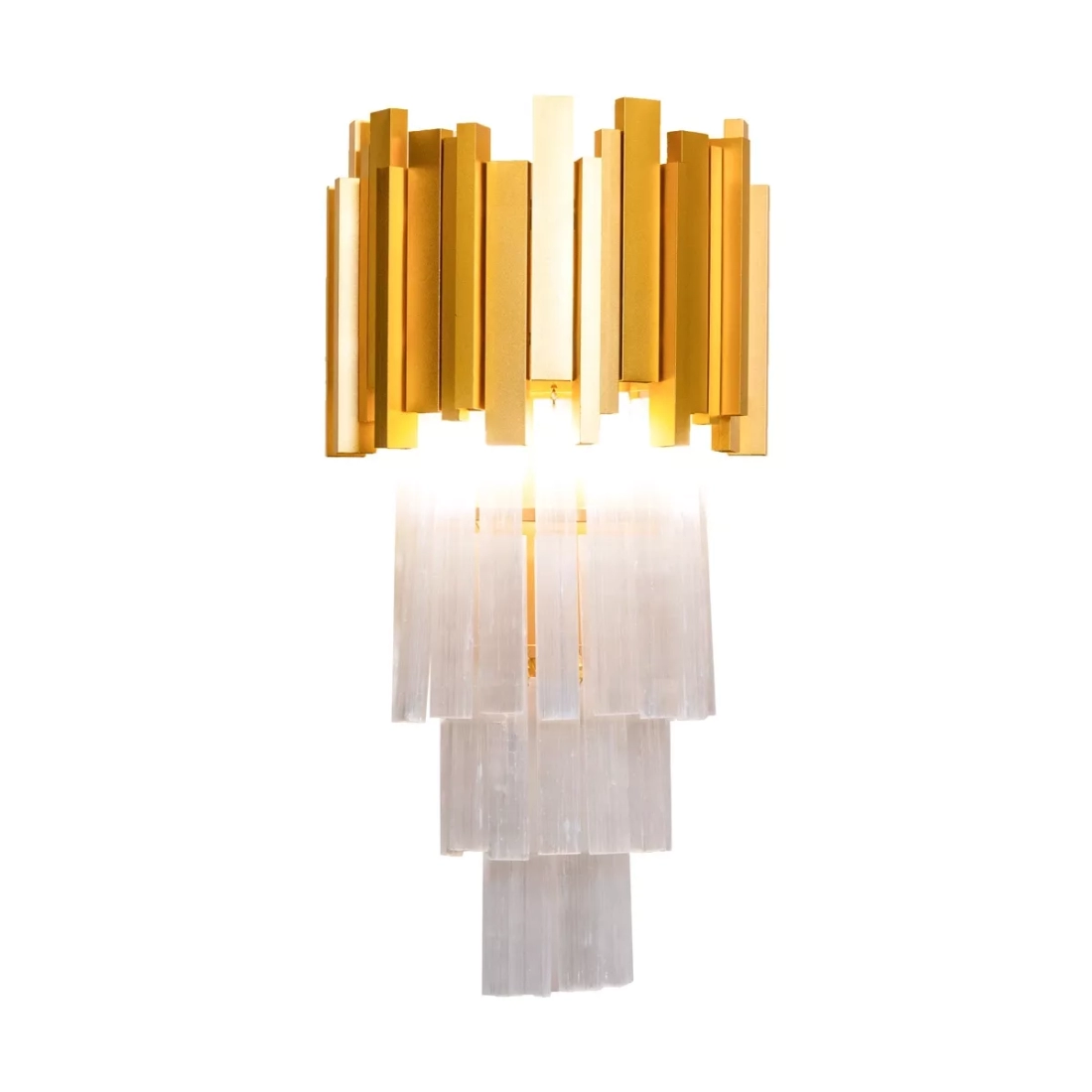 Arandela Skylight Fancy Dourado e Pedra Selenita 4L G9 Bivolt 230x120x380mm SKY-3013AR-LS