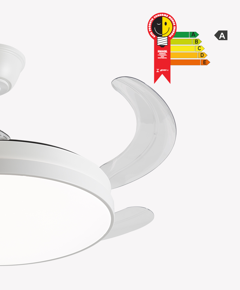 Ventilador Retrátil Branco Opus Air Lite 60 watts 3000K/4000K/6500K Ø460mm IP20 120° Bivolt OPS 31323 