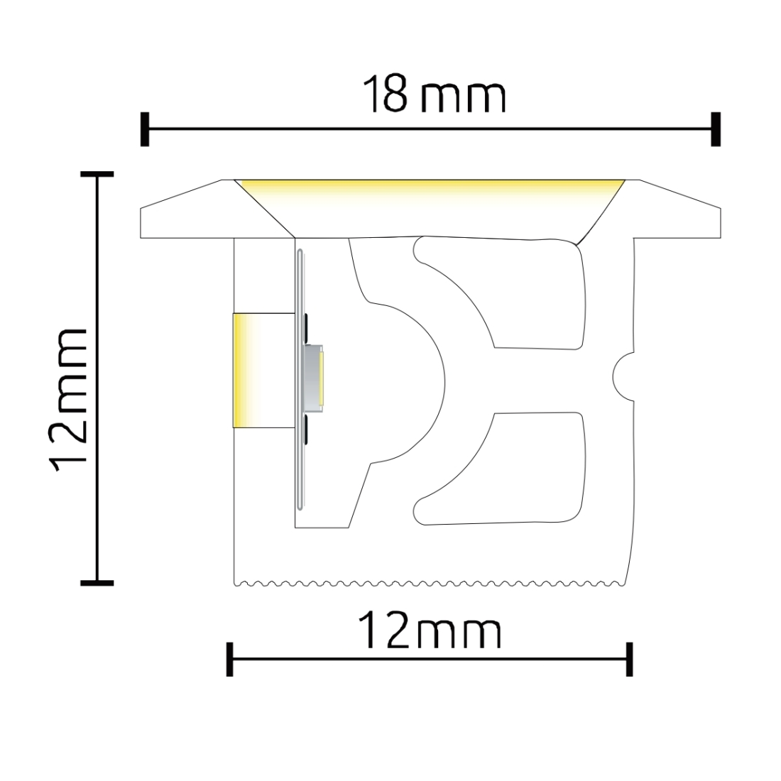Perfil de Embutir Alpertone Flexível Aba Curva Horizontal 10 watts 4000K 24V IP20 Branco 18x12mm (Venda por Metro) 0267-4