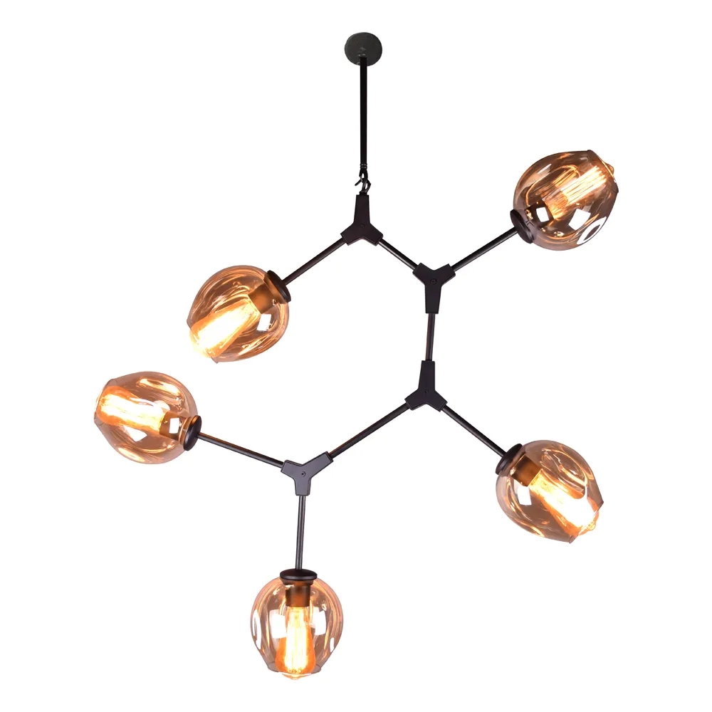 Pendente Bella Orbe Preto e Champagne 5L E27 950x800x400mm KY001S