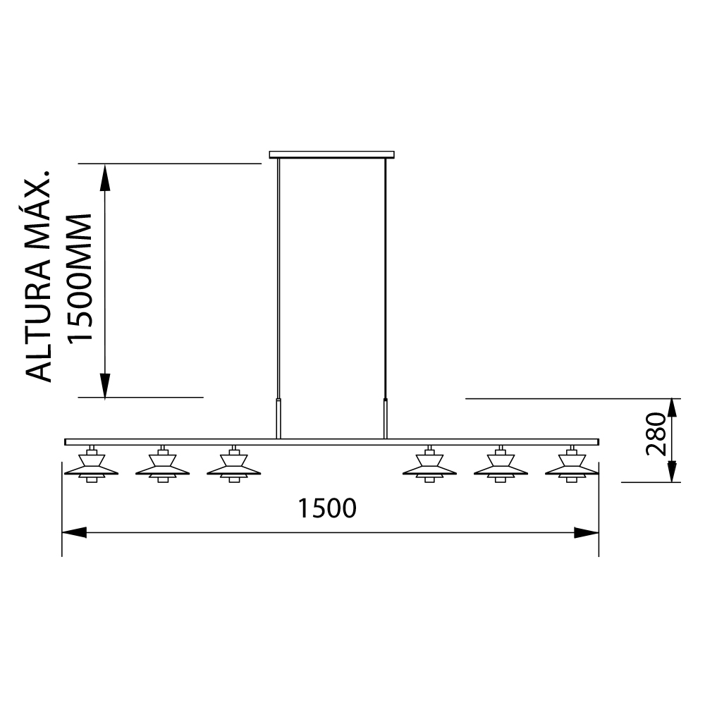 Pendente Newline Colibri 40,5 watts 2700K 1500x280mm  PD02052LED